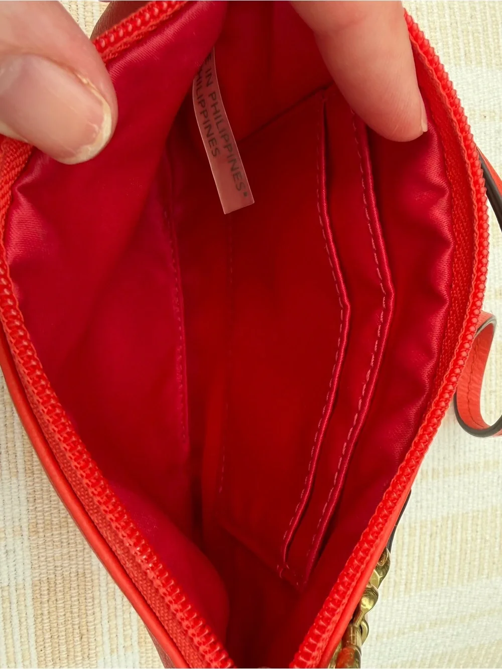 COACH Vintage Orange Glovetanned Leather Wristlet Pouch